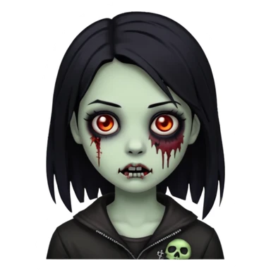 girl zombie with black hair emo sticker