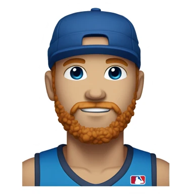 35 year old, male, short curly red hair, pale complexion, beard, blue eyes, basketball hat sticker