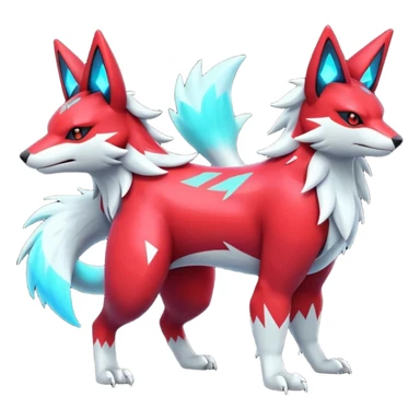 Futuristic shiny colorful neon vibrant bright patterned Zoroark-Zangoose-Litten-hybrid-creature sticker