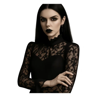 Remove the background, keep only the gothic girl, preserve transparent background. sticker