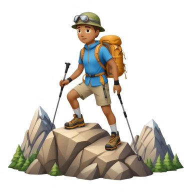 apple style emoji of a man on top of a mountain, mountain clearly under his feet sticker
