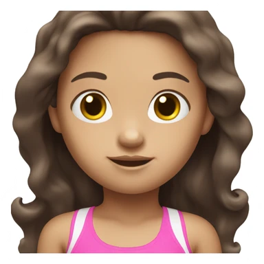 little white girl with pink swimming suit dark brown long hair sticker