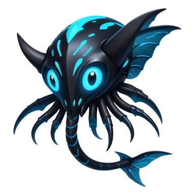 Black Dark Exotic Nocturnal Neon-glowing Abyssal Nightly Abyss-Fakémon-Creature sticker