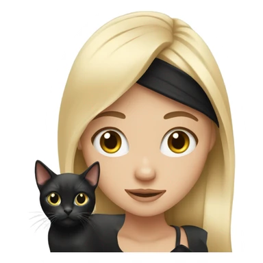 1 blond girl with 1 black cat and 1 cat black and white sticker