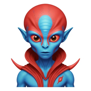 alien living in desert, dressed like a desert alien, red/blue colorful, accessories, just face  sticker