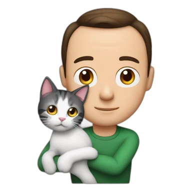 sheldon cooper with a cat on his arms sticker