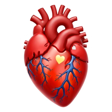 A red glass human heart with a white background. The glass should also be red and look like a real heart. sticker