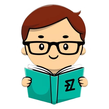 Cute cartoon character with glasses reading a book with mathematical formulas floating around sticker