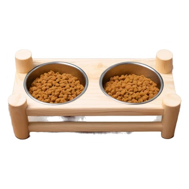 Elevated rectangular pine wood dog feeder with 2 bowls sticker