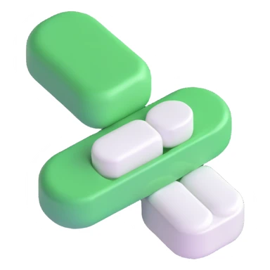 a pill that is half white and half green, simple, clear sticker