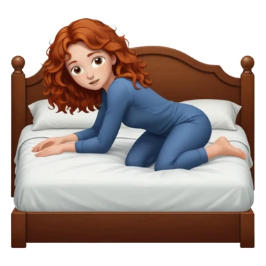 Fullbody nude very beautiful girl very beautiful face with freckles, wavy hair, big boobs, big ass, sexy body, bending over a bed spreading ass, getting ready for sex, busty sticker