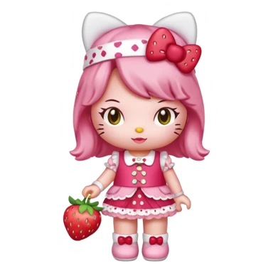 hello kitty strawberry shortcake pink sticker
