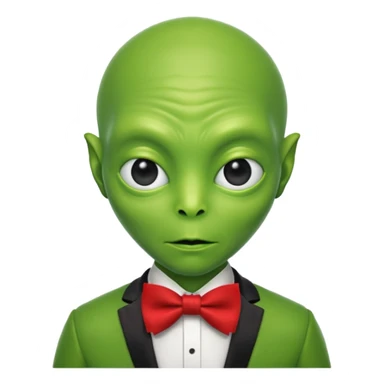 Green alien with red bowtie sticker