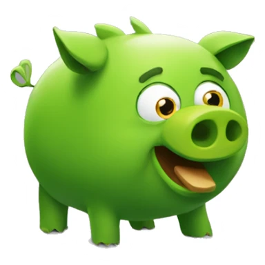 The green pig from Angry Birds, make it less bright and cartooney. I want a darker shade of green and minimilastic sticker