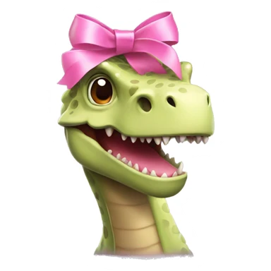 dino with a pink ribbon on head sticker