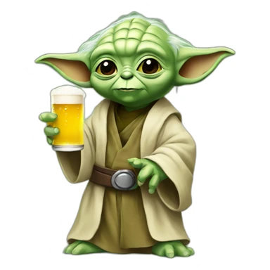 Yoda holding a beer  sticker