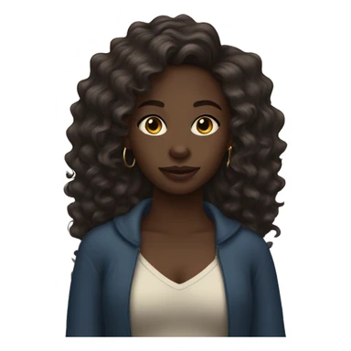 Dark skinned girl, wavy hair, hoop earrings  sticker