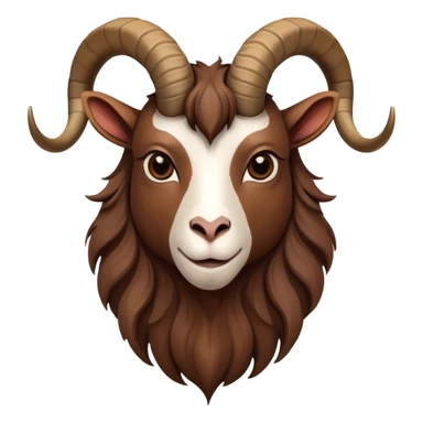 Cinematic Noble Brown Goat Portrait Emoji, Poised and regal, with a sturdy, agile build and a smooth, well-groomed rich brown fur accented by gracefully curved horns, deep-set soulful dark eyes, Simplified yet sharp and sophisticated features, highly detailed, glowing with a warm, dignified glow, high shine, intelligent and spirited, stylized with an air of rustic elegance, focused and attentive, soft glowing outline, capturing the essence of a watchful and confident goat, so majestic it feels as though it could leap out of the screen with effortless authority! sticker