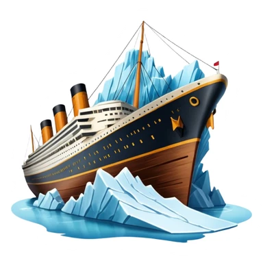 titainic crashing into an iceberg sticker