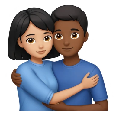 characters hugging each other 1 boy black short hair 1 girl black long hair sticker