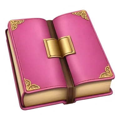 An open pink book with golden detailsls sticker