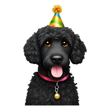 Black labradoodle with party hat  sticker