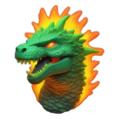 Godzilla fire fluo toy sticker