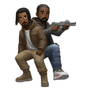 Kanye and Travis Scott playing fortnite sticker