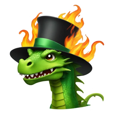 green dragon wearing a hat and breathing fire sticker
