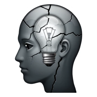 silhouette of a head with a broken light bulb inside sticker