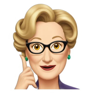 Meryl Streep listens to gossip with her big ear sticker