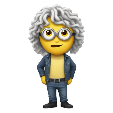 Minion with a curly mullet sticker