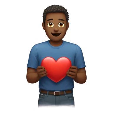 Father holds big heart sticker