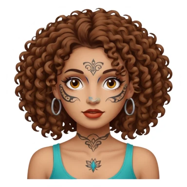 woman curly hair and heavy face tattoo sticker