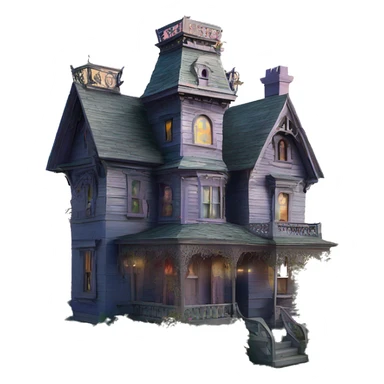 Barbie’s Queen Anne Victorian haunted overgrown house birdhouse  sticker