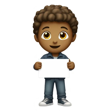 little boy that holds paper with “omar” on it sticker