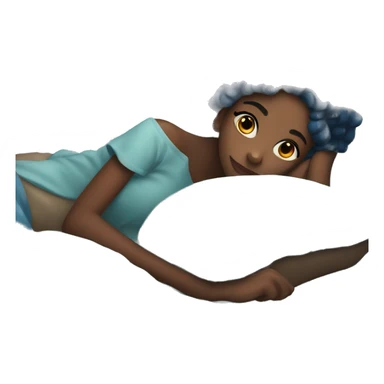 Black girl with blue hair in bed sticker