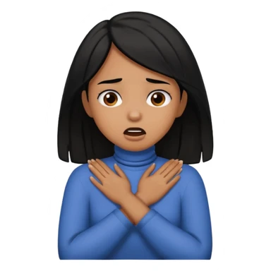 black hair brown skin girl chocking herself on her neck with her hands crossed around her neck  sticker