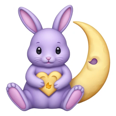 Lavender bunny holding a moon 🌙 🐰 sticker