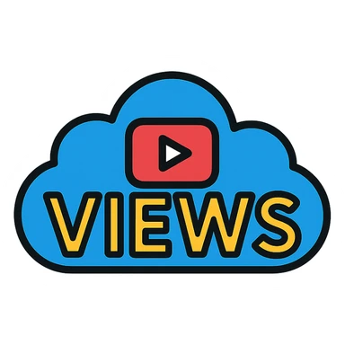 A cloud formation shaped like the word "VIEWS" with a YouTube play button symbol integrated into the design, representing views on YouTube. sticker