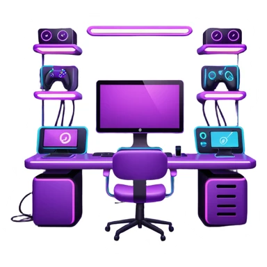 purple gaming setup sticker