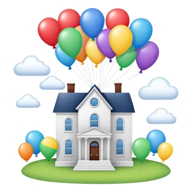 beije house flying with baloons sticker