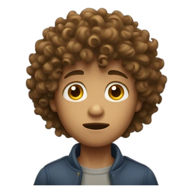 Curly haired boy scared sticker