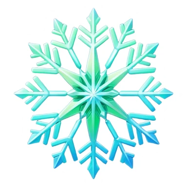 Gradient iridescent green blue indigo star snowflake  sticker