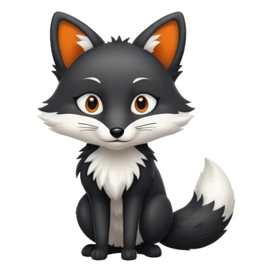 white and black fox sticker