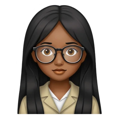 young Vietnamese girl head with long black hair and glasses sticker