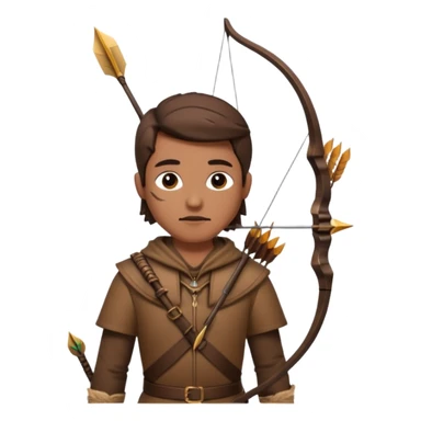 The classic hunter image with a bow and arrow on his back, dressed in brown with some animal made decorations sticker