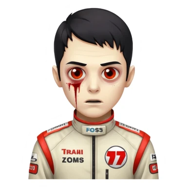black haired zombie formula 1 racer sticker