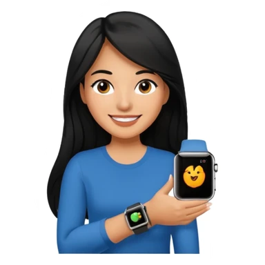 mujer cabello negro largo con apple watch en su muñeca sticker