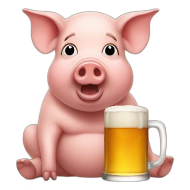 Pig drinking beer sticker